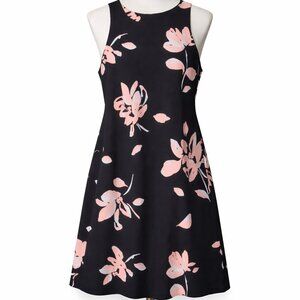 Lauren Ralph Lauren Black Pink Floral Sleeveless A-Line Dress Women Size 4